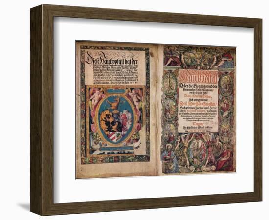 'An Early Autograph Album: A Hauspostill from the works of Martin Luther', c1550-Unknown-Framed Giclee Print