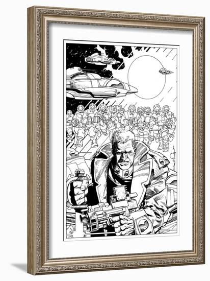An Early Slammers Promotional Drawing for Malibu Comics - Inks-Walter Simonson-Framed Art Print
