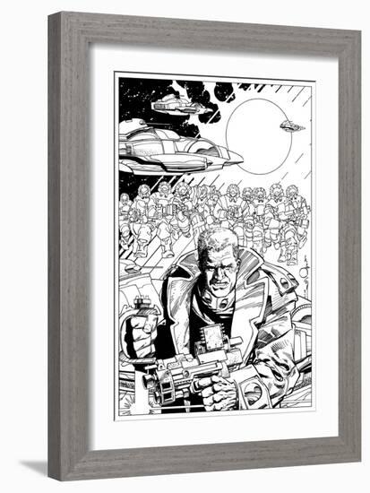 An Early Slammers Promotional Drawing for Malibu Comics - Inks-Walter Simonson-Framed Art Print