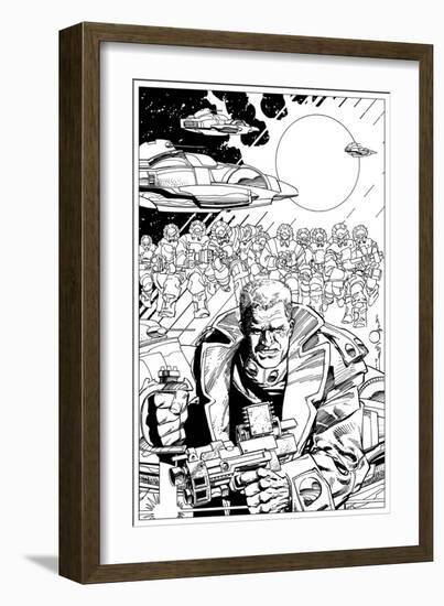 An Early Slammers Promotional Drawing for Malibu Comics - Inks-Walter Simonson-Framed Art Print