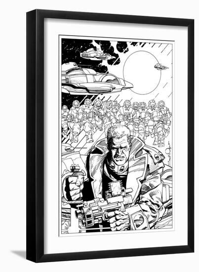 An Early Slammers Promotional Drawing for Malibu Comics - Inks-Walter Simonson-Framed Art Print