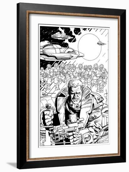 An Early Slammers Promotional Drawing for Malibu Comics - Inks-Walter Simonson-Framed Art Print