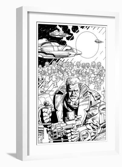 An Early Slammers Promotional Drawing for Malibu Comics - Inks-Walter Simonson-Framed Art Print