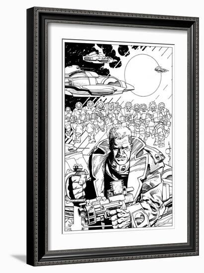 An Early Slammers Promotional Drawing for Malibu Comics - Inks-Walter Simonson-Framed Art Print