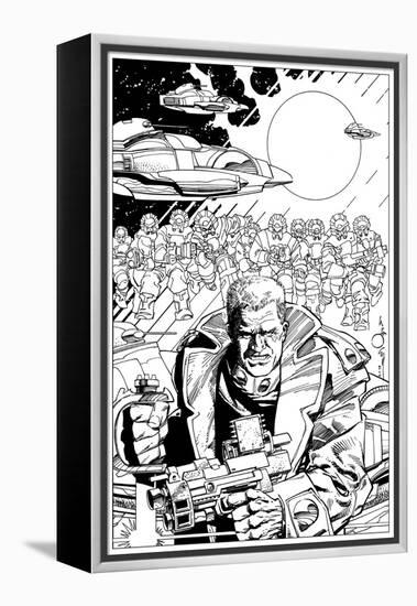 An Early Slammers Promotional Drawing for Malibu Comics - Inks-Walter Simonson-Framed Stretched Canvas