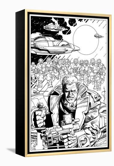 An Early Slammers Promotional Drawing for Malibu Comics - Inks-Walter Simonson-Framed Stretched Canvas