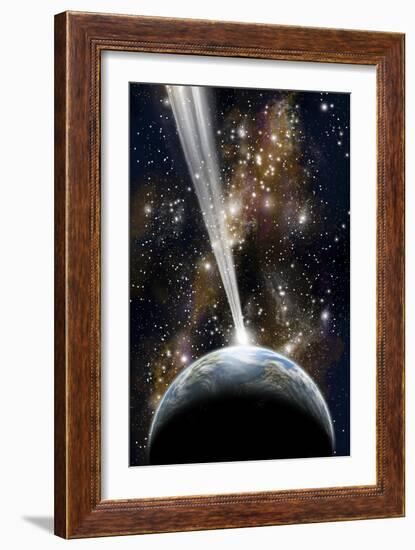 An Earth-Like Planet Facing an Imminent Collision with a Comet-null-Framed Art Print