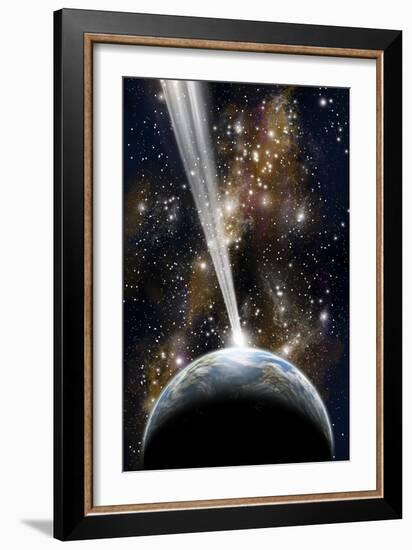 An Earth-Like Planet Facing an Imminent Collision with a Comet-null-Framed Art Print