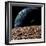 An Earth-Like Planet in Deep Space with an Orbiting Moon-null-Framed Art Print