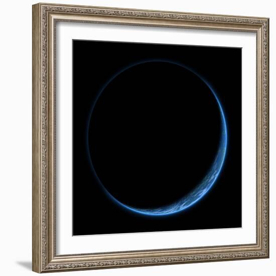 An Earth-Like Planet with its Atmosphere Illuminated by a Nearby Star-null-Framed Art Print