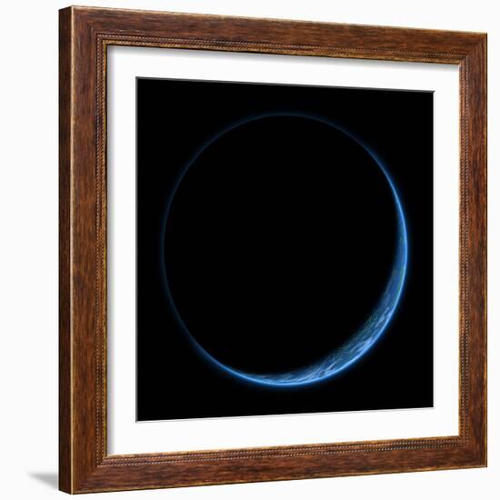 An Earth-Like Planet with its Atmosphere Illuminated by a Nearby Star-null-Framed Art Print