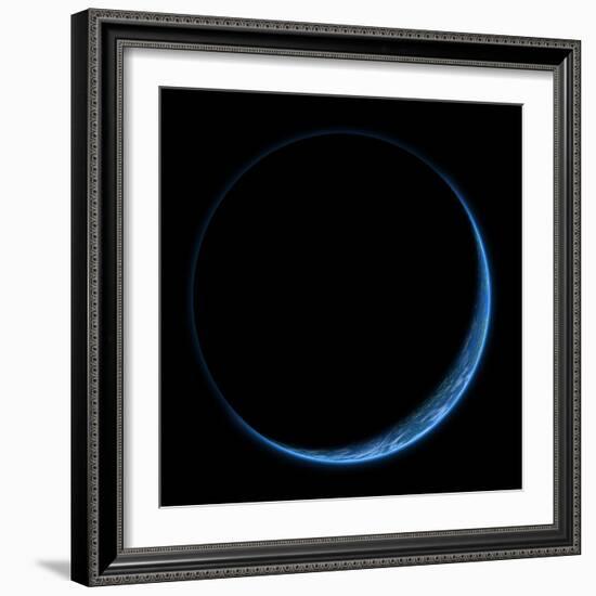 An Earth-Like Planet with its Atmosphere Illuminated by a Nearby Star-null-Framed Art Print