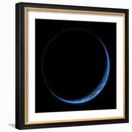 An Earth-Like Planet with its Atmosphere Illuminated by a Nearby Star-null-Framed Art Print