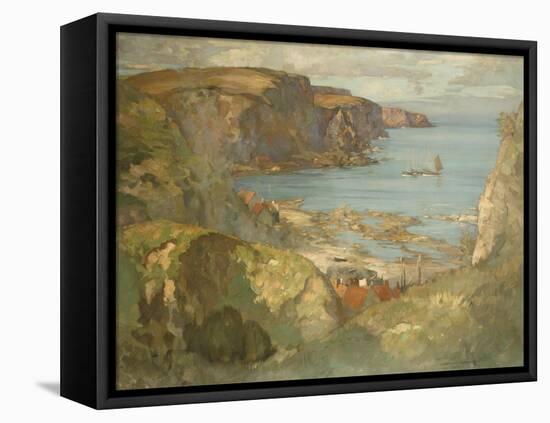 An East Coast Fishing Village, Possibly St. Abbs, with Trawlers Anchored Offshore-James Whitelaw Hamilton-Framed Premier Image Canvas