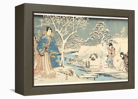 An Eastern Genji in a Snowy Garden, 1854-Utagawa Hiroshige & Kunisada-Framed Premier Image Canvas