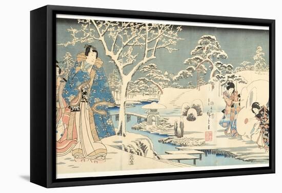 An Eastern Genji in a Snowy Garden, 1854-Utagawa Hiroshige & Kunisada-Framed Premier Image Canvas