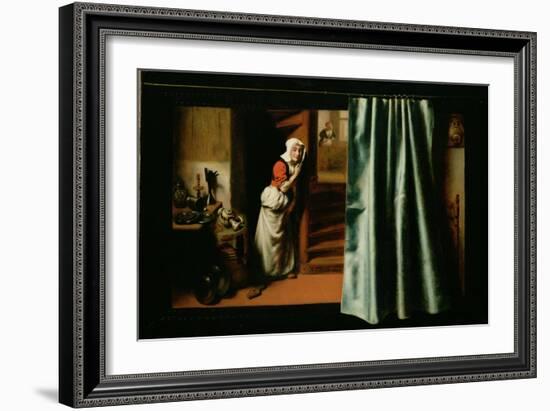 An Eavesdropper with a Woman Scolding, 1655-Nicholaes Maes-Framed Giclee Print