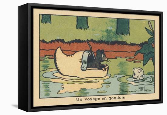 An Ebahi Fish Watches a Rat Pass through a Wooden Hoof Floating on the Water.” A Gondola Ride” ,193-Benjamin Rabier-Framed Premier Image Canvas