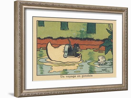 An Ebahi Fish Watches a Rat Pass through a Wooden Hoof Floating on the Water.” A Gondola Ride” ,193-Benjamin Rabier-Framed Giclee Print