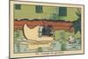 An Ebahi Fish Watches a Rat Pass through a Wooden Hoof Floating on the Water.” A Gondola Ride” ,193-Benjamin Rabier-Mounted Giclee Print