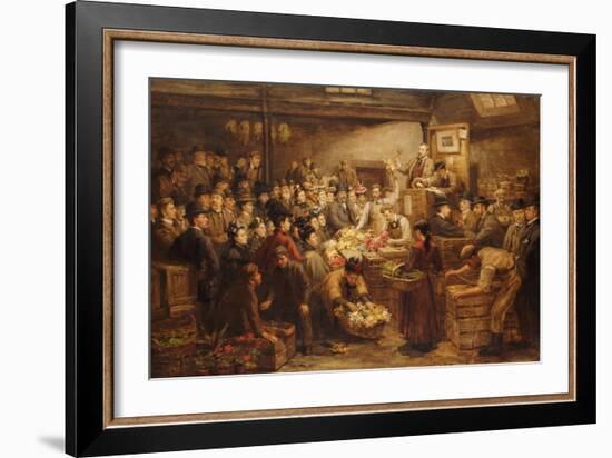 An Edinburgh Flower Market, Circa 1899-John Brett-Framed Giclee Print