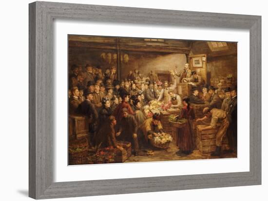 An Edinburgh Flower Market, Circa 1899-John Brett-Framed Giclee Print