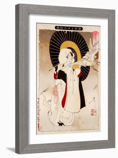 An Egret Girl, Thirty-Six Transformations-Yoshitoshi Tsukioka-Framed Giclee Print