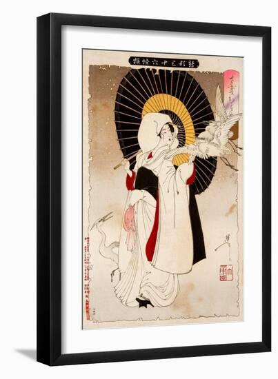 An Egret Girl, Thirty-Six Transformations-Yoshitoshi Tsukioka-Framed Giclee Print