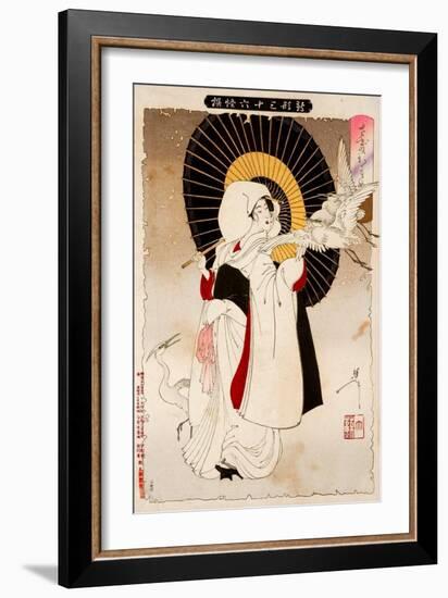 An Egret Girl, Thirty-Six Transformations-Yoshitoshi Tsukioka-Framed Giclee Print