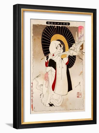 An Egret Girl, Thirty-Six Transformations-Yoshitoshi Tsukioka-Framed Giclee Print