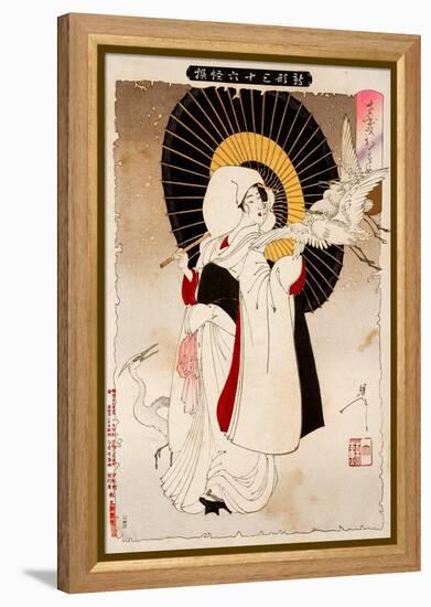 An Egret Girl, Thirty-Six Transformations-Yoshitoshi Tsukioka-Framed Premier Image Canvas