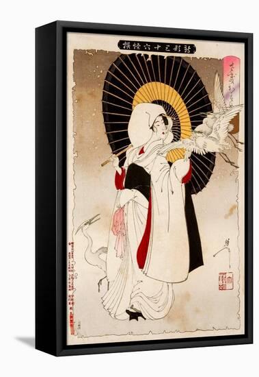 An Egret Girl, Thirty-Six Transformations-Yoshitoshi Tsukioka-Framed Premier Image Canvas