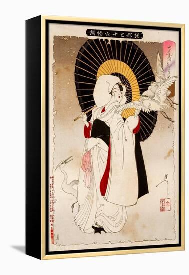 An Egret Girl, Thirty-Six Transformations-Yoshitoshi Tsukioka-Framed Premier Image Canvas