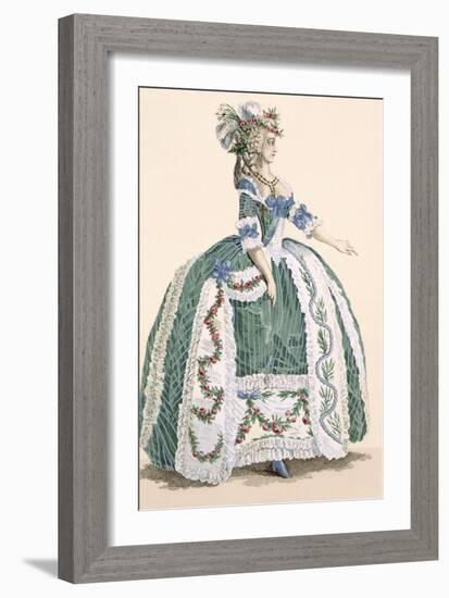 An Elaborate Royal Court Gown, Engraved by Dupin, Plate No.272-Augustin De Saint-aubin-Framed Giclee Print