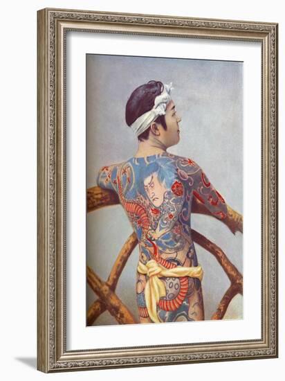 An elaborately tattooed Japanese man, 1902-Unknown-Framed Giclee Print