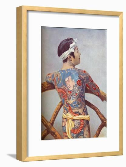 An elaborately tattooed Japanese man, 1902-Unknown-Framed Giclee Print
