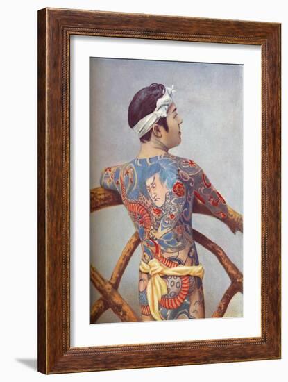 An elaborately tattooed Japanese man, 1902-Unknown-Framed Giclee Print