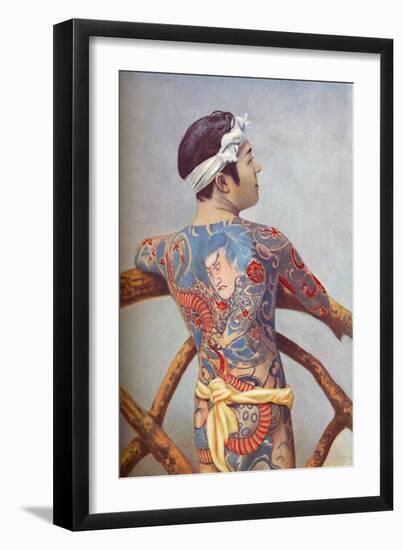 An elaborately tattooed Japanese man, 1902-Unknown-Framed Giclee Print