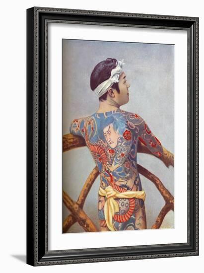 An elaborately tattooed Japanese man, 1902-Unknown-Framed Giclee Print