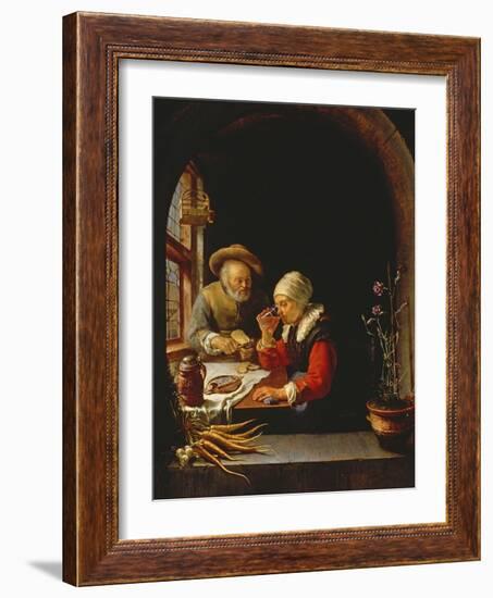 An Elderly Couple Eating-Frans Van Mieris-Framed Giclee Print