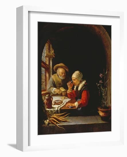 An Elderly Couple Eating-Frans Van Mieris-Framed Giclee Print