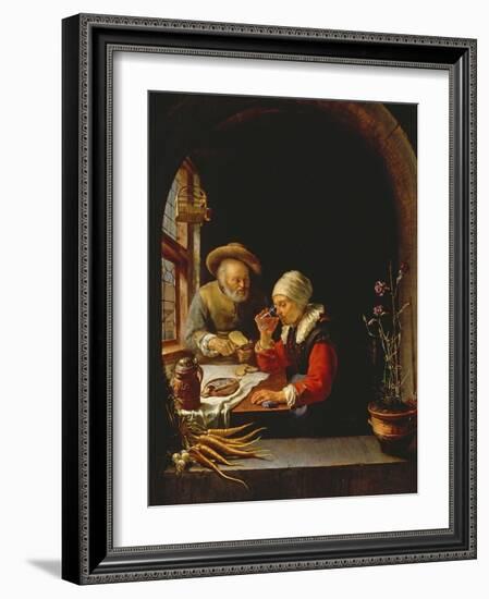 An Elderly Couple Eating-Frans Van Mieris-Framed Giclee Print