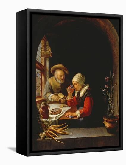 An Elderly Couple Eating-Frans Van Mieris-Framed Premier Image Canvas