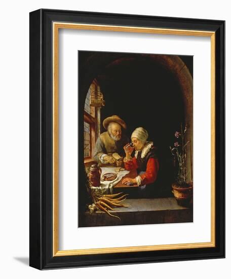 An Elderly Couple Eating-Frans Van Mieris-Framed Premium Giclee Print