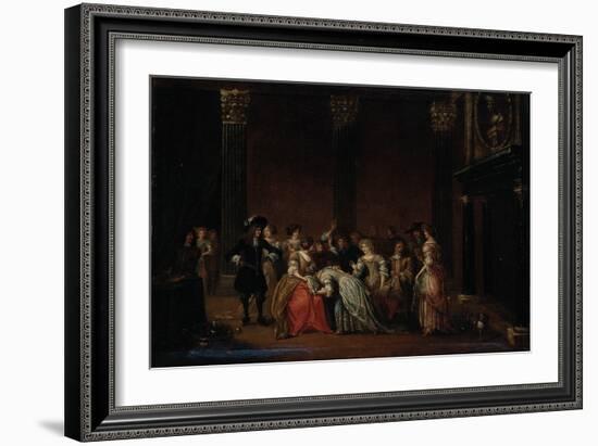 An Elegant Company in an Interior with a Matrimonial Dispute-Hieronymus Janssens-Framed Giclee Print