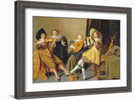 An Elegant Company Playing Music in an Interior-Dirck Hals-Framed Giclee Print