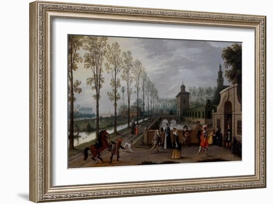 An Elegant Company Promenading outside a Palace, 16Th-17Th Century (Oil on Canvas)-Sebastian Vrancx-Framed Giclee Print