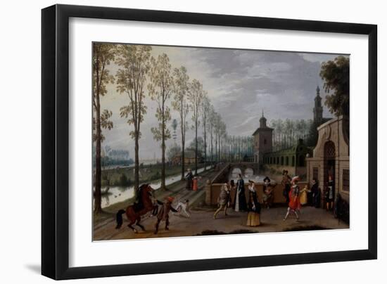 An Elegant Company Promenading outside a Palace, 16Th-17Th Century (Oil on Canvas)-Sebastian Vrancx-Framed Giclee Print