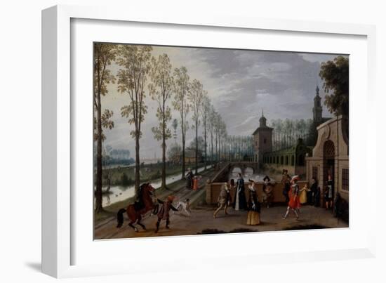 An Elegant Company Promenading outside a Palace, 16Th-17Th Century (Oil on Canvas)-Sebastian Vrancx-Framed Giclee Print