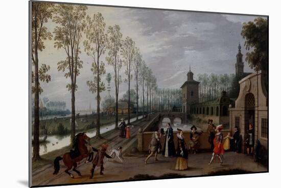 An Elegant Company Promenading outside a Palace, 16Th-17Th Century (Oil on Canvas)-Sebastian Vrancx-Mounted Giclee Print